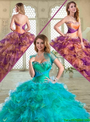 2016 Luxurious  Floor Length Quinceanera Dresses with Beading and Ruffled Layers