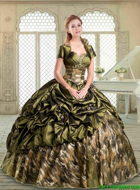 2016 New Style Sweetheart Camo Quinceanera Dresses with Pick Ups
