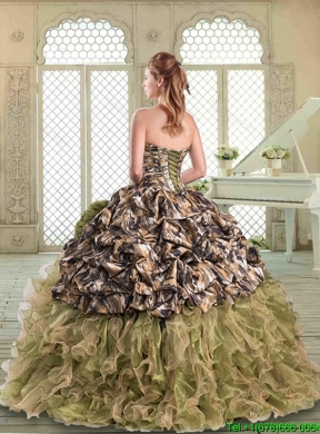 Best New Arrivals Ruffles Camo Quinceanera Dresses with Pick Ups