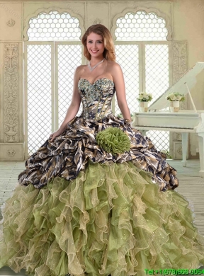 Best New Arrivals Ruffles Camo Quinceanera Dresses with Pick Ups