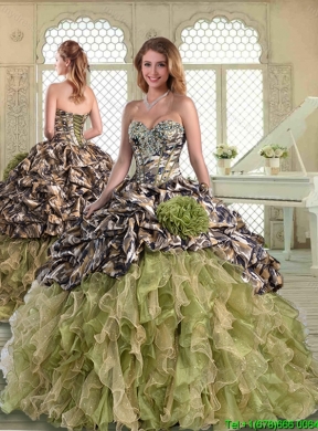 Best New Arrivals Ruffles Camo Quinceanera Dresses with Pick Ups