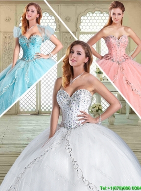 Best Sweetheart Beading White Quinceanera Gowns