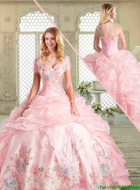 Best Sweetheart Quinceanera Gowns  with Appliques and Pick Ups