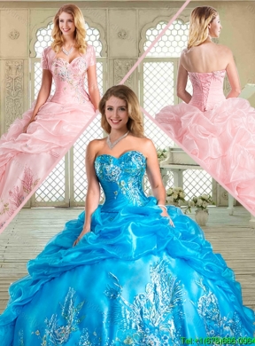 Best Sweetheart Quinceanera Gowns  with Appliques and Pick Ups