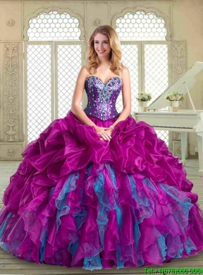 Designer Quinceanera Gowns with Pick Ups and Ruffles