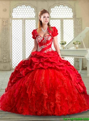 Gorgeous Brush Train Quinceanera Dresses  with Beading and Pick Ups