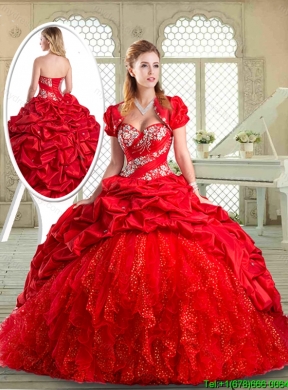 Gorgeous Brush Train Quinceanera Dresses  with Beading and Pick Ups