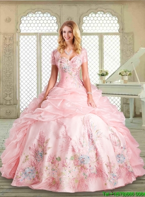 Gorgeous Floor Length Designer Quinceanera  Gowns with Appliques and Pick Ups