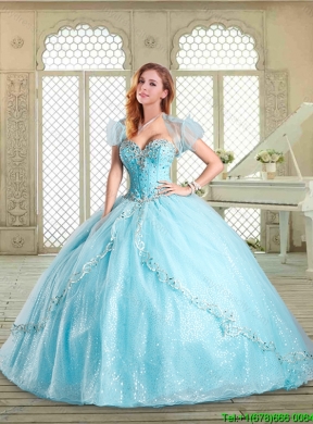 Simple Floor Length Designer Quinceanera Gowns with Beading