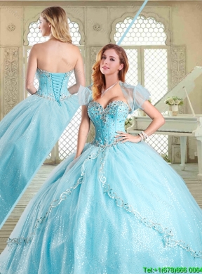 Simple Floor Length Designer Quinceanera Gowns with Beading