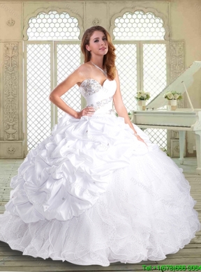 Elegant Brush Train Sweet 16 Dresses with Beading and Pick Ups