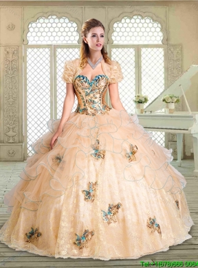 Elegant Sweetheart Quinceanera Gowns with Appliques and Ruffles