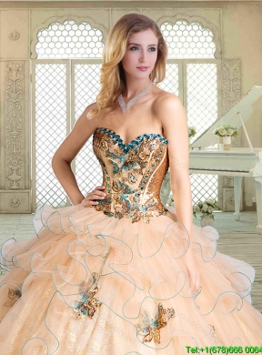 Elegant Sweetheart Quinceanera Gowns with Appliques and Ruffles