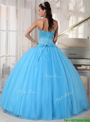 2016 Exclusive Sky Blue Ball Gown Floor Length Quinceanera Dresses