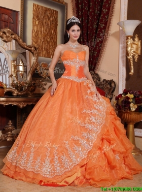 2016 Latest Beading and Appliques Quinceanera Gowns in Orange Red