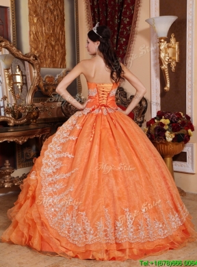 2016 Latest Beading and Appliques Quinceanera Gowns in Orange Red