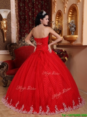 2016 Latest Red Ball Gown Strapless Quinceanera Dresses