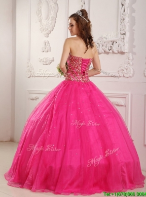 2016 Best Selling A Line Floor Length Quinceanera Dresses in Hot Pink