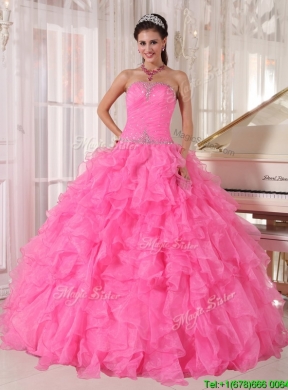 2016 Classic Ball Gown Strapless Sweet 16 Gowns with Beading