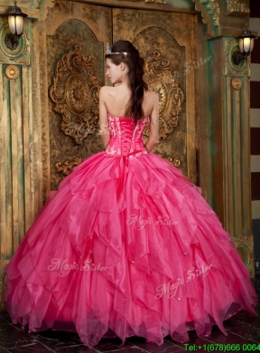 2016 Designer Appliques and Ruffles Hot Pink Quinceanera Dresses