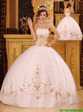 2016 Designer  White Ball Gown Strapless Floor Length Quinceanera Dresses