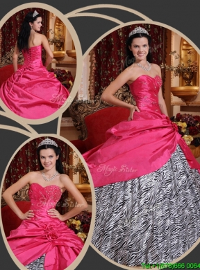 2016  Elegant Ball Gown Sweetheart Quinceanera Dresses in Hot Pink