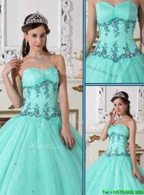 2016  Elegant Green Ball Gown Sweetheart Quinceanera Dresses