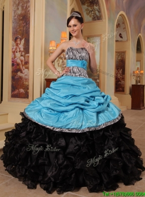 2016  Elegant  Strapless Quinceanera Gowns with Ruffles and Pick Ups