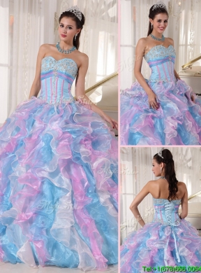 2016  Elegant   Sweetheart Ruffles and Appliques Quinceanera Dresses