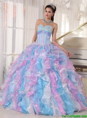 2016  Elegant   Sweetheart Ruffles and Appliques Quinceanera Dresses