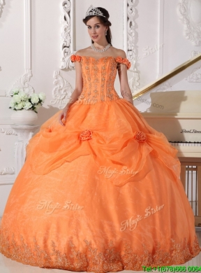 Best Ball Gown Appliques and Hand Made Flowers Quinceanera Dresses