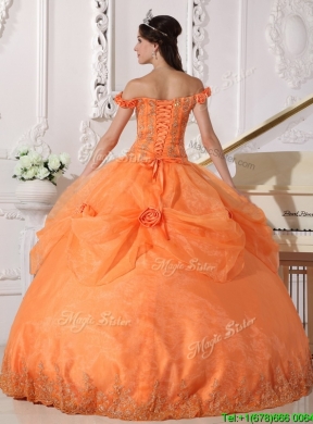 Best Ball Gown Appliques and Hand Made Flowers Quinceanera Dresses