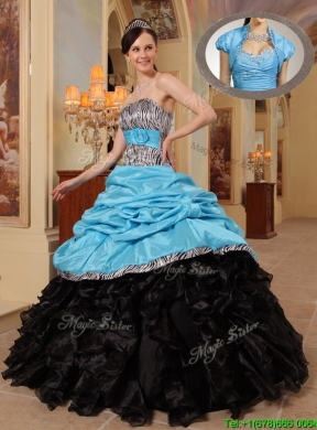 Best Blue and Black Ball Gown Strapless Quinceanera Dresses