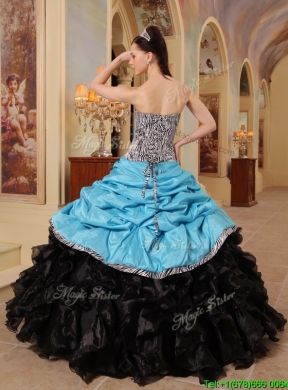 Best Blue and Black Ball Gown Strapless Quinceanera Dresses