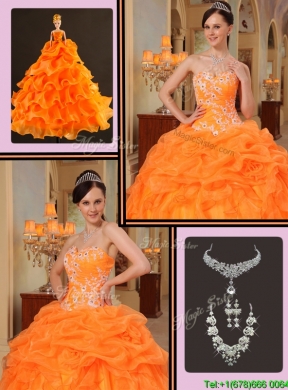 New Arrivals Appliques Sweetheart Quinceanera Dresses in Orange Red