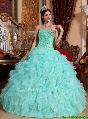 2016 Apple Green Sweetheart Beading and Ruffles Quinceanera Dresses