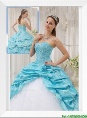 2016 Aqua Blue Ball Gown Sweetheart Quinceanera Dresses