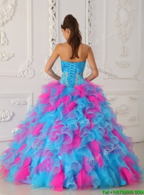 2016 Lovely Multi Color Floor Length Appliques Quinceanera Dresses