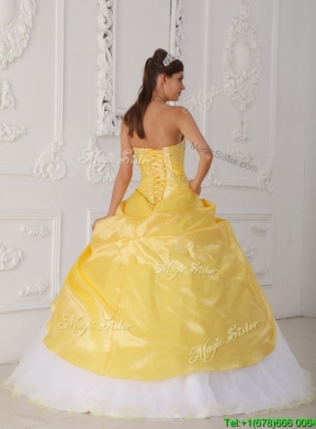 2016  Pretty  Hand Made Flower Quinceanera Dresses in Yellow and White