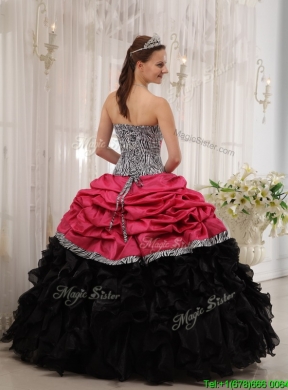 2016 Pretty  Ruffles Sweetheart Quinceanera Gowns in Red and Black