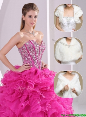 2016  Ruffles and Beading Quinceanera Gowns in Fuchsia