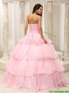 2016  Unique Baby Pink Quinceanera Gowns with Beading and Ruffles