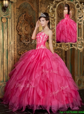 2016  Unique  Ball Gown Floor Length Hot Pink Quinceanera Dresses