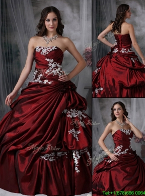 2016  Unique  Ball Gown Strapless Appliques Quinceanera Dresses