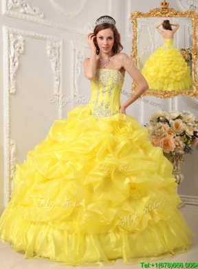 2016 Unique Ball Gown Strapless Floor Length Quinceanera Dresses