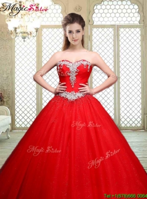 2016 Elegant Sweetheart Brush Train Quinceanera Dresses with Beading