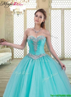 2016 Elegant Sweetheart Brush Train Quinceanera Dresses with Beading