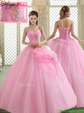 2016 Hot Sale Sweetheart Rose Pink Quinceanera Dresses with Beading