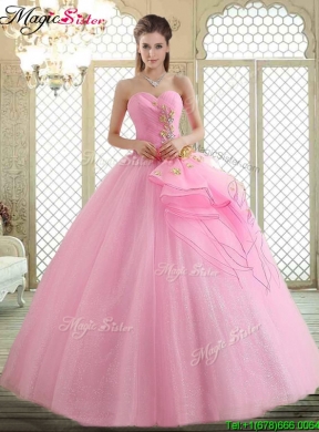 2016 Hot Sale Sweetheart Rose Pink Quinceanera Dresses with Beading