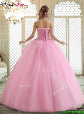 2016 Hot Sale Sweetheart Rose Pink Quinceanera Dresses with Beading